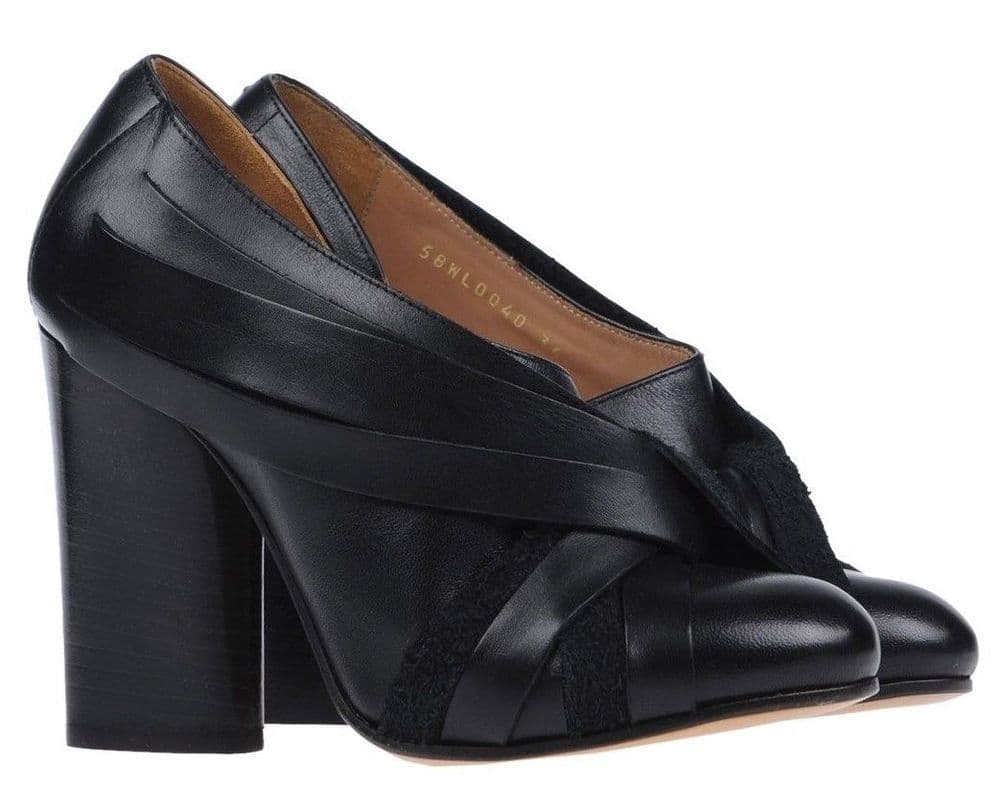 Maison Margiela MM22 Black Leather & Suede Block Heel Boots Shoes BNIB IT40 UK7