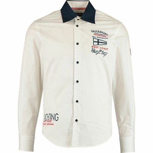 PAUL & SHARK Yachting HAMPTONS WEST COAST White L/S Cotton Shirt UK36 IT46 SMALL