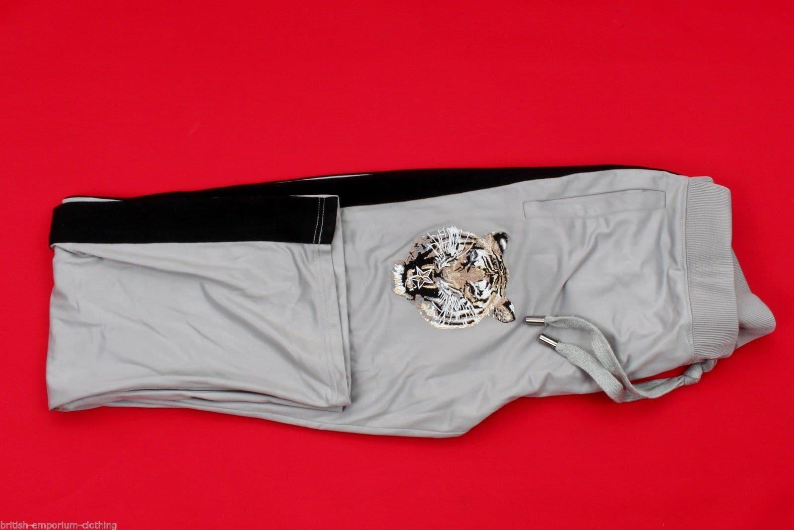 PHILIPP PLEIN Grey Tiger EMBROIDERED Jogging Bottoms Sweatpants