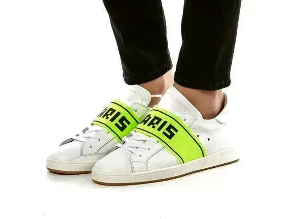PHILIPPE MODEL White Leather & Neon Sneakers Trainers Shoes Boots UK4 EU37 US6