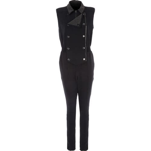 PIERRE BALMAIN Black Studded Jumpsuit Made In Italy BNWT IT38 UK6