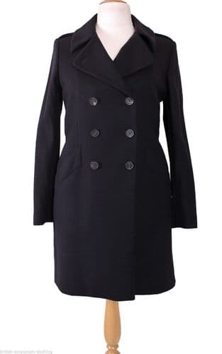 RARE Aquascutum Navy Blue Double Breasted Wool Coat Uk16 rrp £800 *BNWoT*