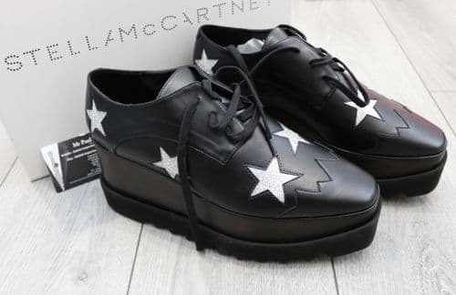 STELLA McCARTNEY Black Elyse Star Platform Shoes UK8 EU41 US11 NEW