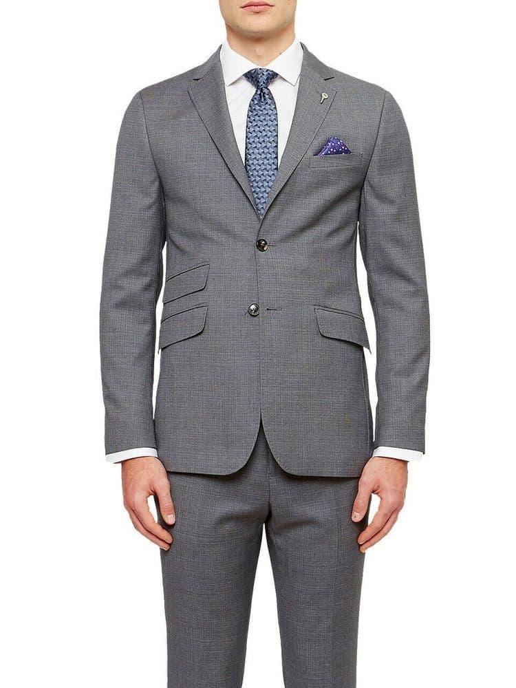 TED BAKER Grey Soft ITALIAN Woven Wool Suit & Bag C44 x W40 x L32 NEW + TAGS