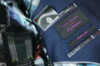 TED BAKER Navy Textured ITALIAN WOOL Suit Jacket Blazer UK38 US38 EU48 NEW +TAGS