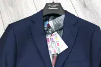 TED BAKER Navy Textured ITALIAN WOOL Suit Jacket Blazer UK38 US38 EU48 NEW +TAGS