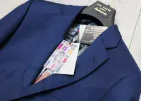 TED BAKER Navy Textured ITALIAN WOOL Suit Jacket Blazer UK38 US38 EU48 NEW +TAGS