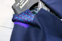 TED BAKER Navy Textured ITALIAN WOOL Suit Jacket Blazer UK38 US38 EU48 NEW +TAGS