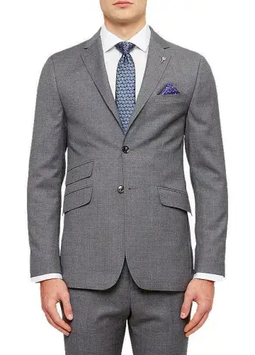 TED BAKER Soft Grey Woven ITALIAN WOOL Jacket Blazer UK38 US38 EU48 NEW + TAGS