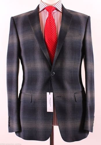 VERSACE COLLECTION Navy Check Textured Jacket Ita48 / Uk38 Made In Italy BNWT