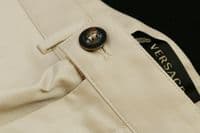 VERSACE Gaberdine Cotton Twill Leather Trim Trousers UK42 IT54 W42 NEW TAGS