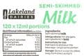 120 Lakeland UHT Semi Skimmed Milk 12ml Portions Jigger Pots Servings