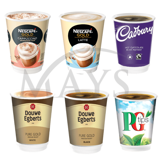12oz In-Cup Coffee 6 Sleeves (56 Cups) Core Vend Variety Pack - 6 Essential Flavours