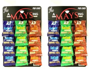 2 x 12 Packs - Big D Nuts on Pub Cards: Salted Dry Roasted Peanuts & Cashews