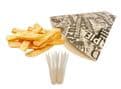 200 News Print Chip Shop Cones + 200 Wooden Forks - Party BBQ Catering