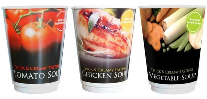 30 Drink Variety Pack Thick & Creamy 12oz in Cup Soups (Tomato, Chicken & Veg)