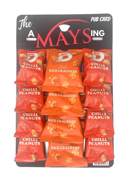 Big D Chilli Peanuts & Rice Crackers 12 Pack 'Chilli Fest AMaysing Pub Card' Mix