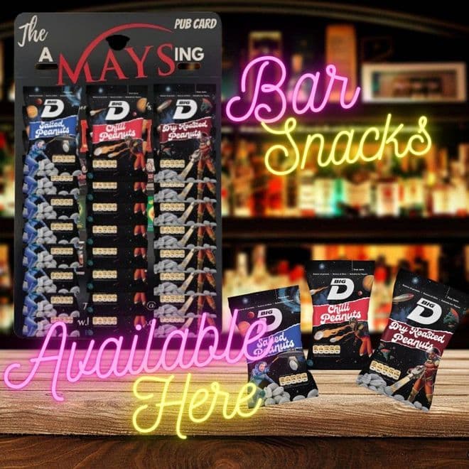 Big D Nuts - Mixed Pub Card of 24 x 50g: 8 Chilli 8 Salted plus 8 Dry Roasted