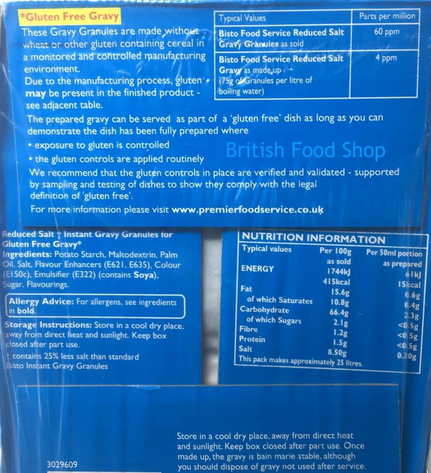 Bisto Low Salt No Gluten Gravy x 1 8kg Catering Box Granules Makes 25