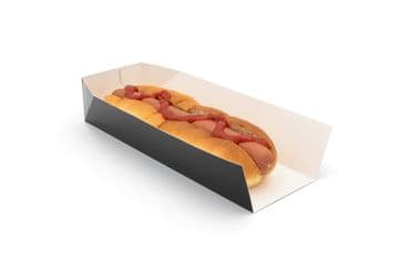 Black Disposable Takeaway Cardboard Open Ended Hot Dog Tray Wrap Food Packaging