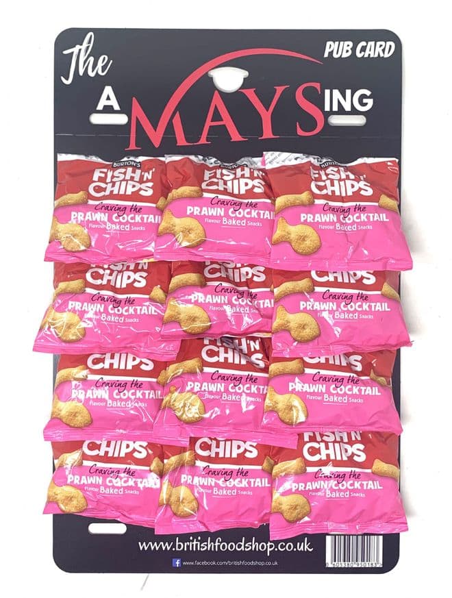 Burton's Daily Fish n Chips Prawn Cocktail Snacks Biscuits 12 x 25g on Pub Card