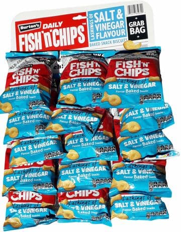 Burton's Daily Fish n Chips Salt & Vinegar Flavour Snacks on a Pub Card 40g x 15 Packs