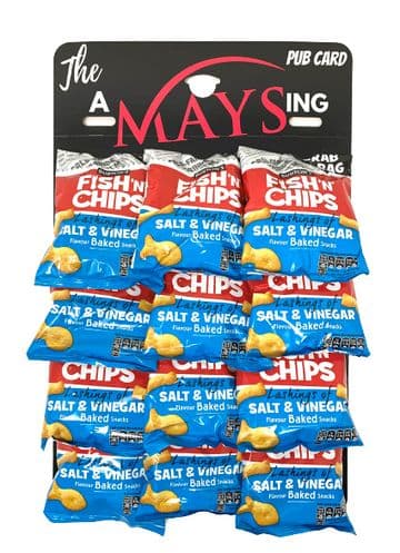 Burton's Daily Fish n Chips Salt & Vinegar Snacks Biscuits 12 x 40g on Pub Card