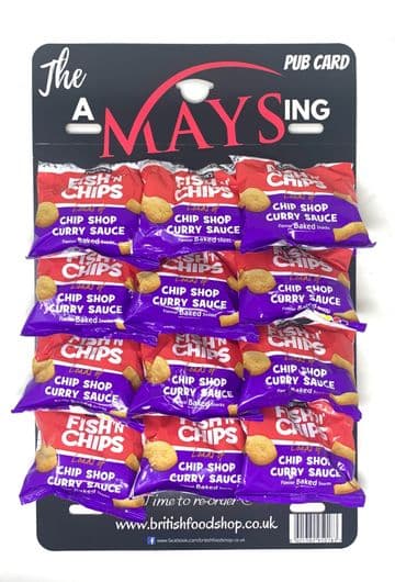 Burtons Daily Fish n Chips Shop Curry Sauce Snacks Biscuits 12 x 25g on Pub Card
