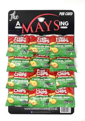 Burtons Daily Fish n Chips Snacks Biscuits on 'The AMaysing' 12 Pack Pub Card - Pickled Onion