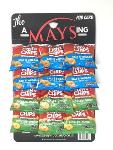 Burtons Daily Fish n Chips Snacks 'The AMaysing' 12 Pack Pub Card - Mixed: SV / Pickled Onion
