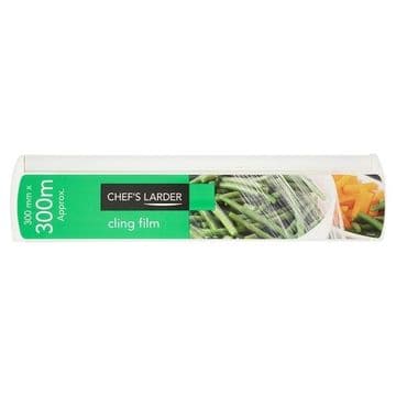 Chef's Larder Cling Film 300mm x 300m Plastic Dispenser Box Easy Cut Metal Blade
