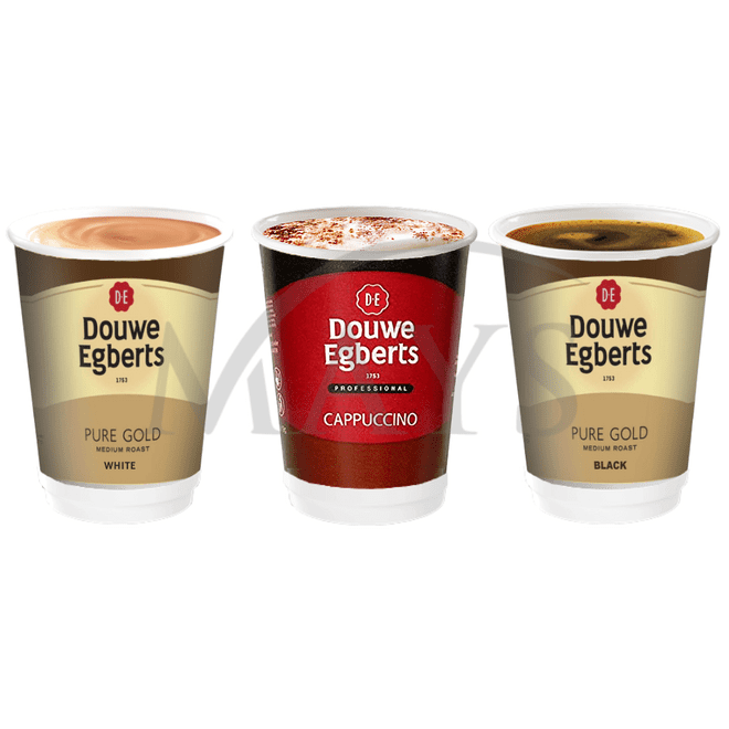 Douwe Egberts 2Go Variety Pack (30 Drinks) 12oz Cups White Black Cappuccino