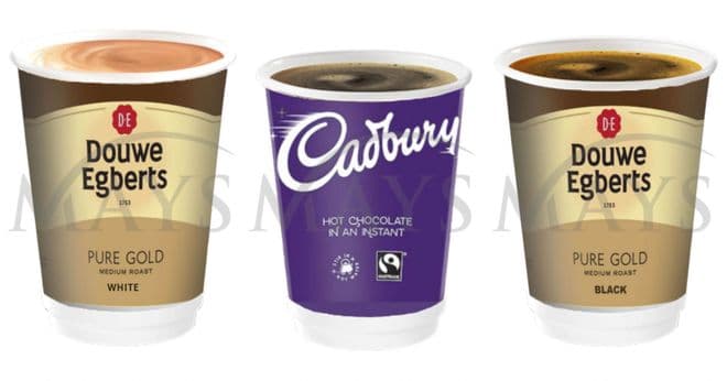 Douwe Egberts 2Go Variety Pack (30 Drinks) 12oz Cups White Black Coffee Cadbury Hot Chocolate