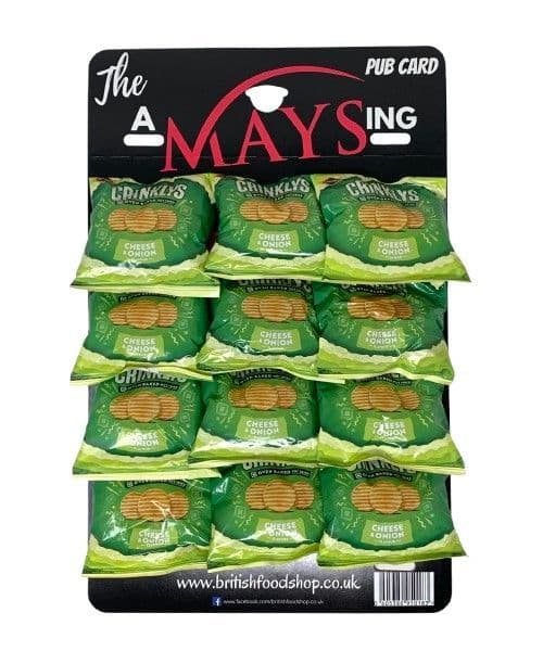 Jacobs Crinklys Cheese & Onion Flavour Snacks Biscuits 12 x 23g on Pub Card