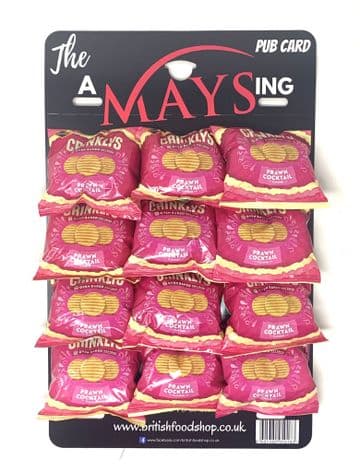 Jacobs Crinklys Prawn Cocktail Flavour Snacks Biscuits 12 x 23g on Pub Card