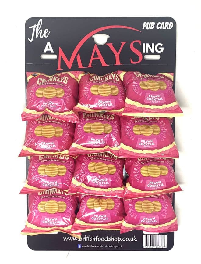 Jacobs Crinklys Prawn Cocktail Flavour Snacks Biscuits 12 x 23g on Pub Card