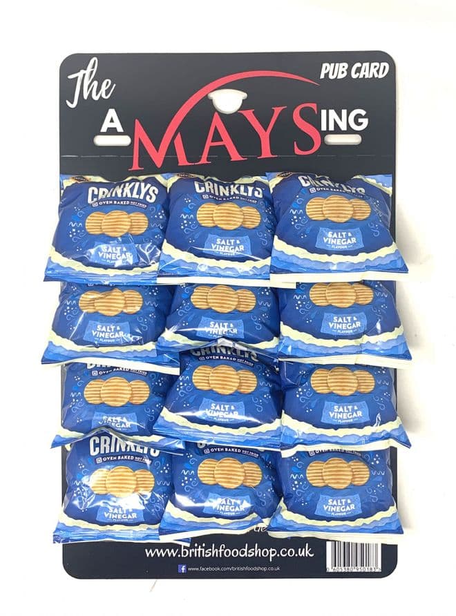 Jacobs Crinklys Salt & Vinegar  Flavour Snacks Biscuits 12 x 23g on Pub Card