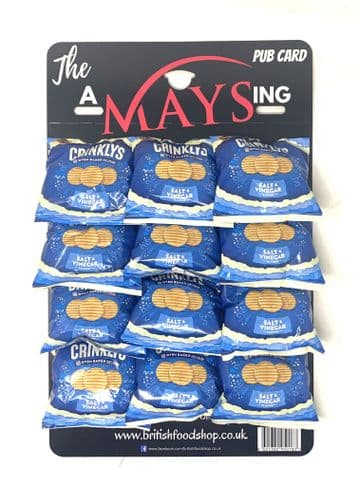 Jacobs Crinklys Salt & Vinegar Flavour Snacks Biscuits 12 x 23g on Pub Card