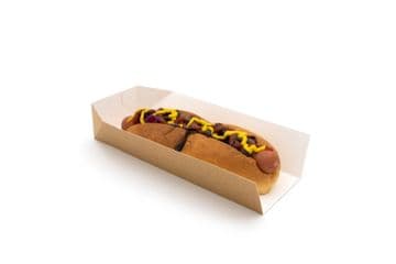 Kraft Buff Disposable Takeaway Cardboard Open Ended Hot Dog Tray Food Packaging