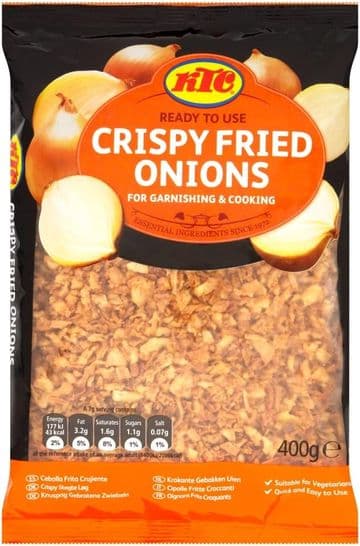 KTC Crispy Fried Onions Toppings Dried Flakes 400g Bag Ready for Use
