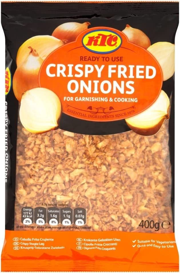 KTC Crispy Fried Onions Toppings Dried Flakes 400g Bag Ready for Use