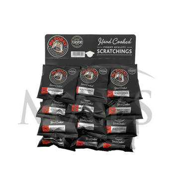 Mr Porky Pork Scratchings 12 x 30gm Packs on a Pub Snack Bar Card