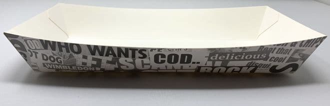 Newsprint Fish & Chip Shop Large Cardboard Takeaway Tray Fast Food Packaging