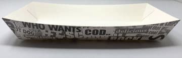 Newsprint Fish & Chip Shop Large Cardboard Takeaway Tray Fast Food Packaging
