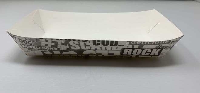 Newsprint Fish & Chip Shop Standard Cardboard Takeaway Tray Fast Food Packaging