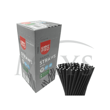Paper Straws Black Strong 3Ply 250 x 8" Eco Friendly Recyclable 6mm Bore