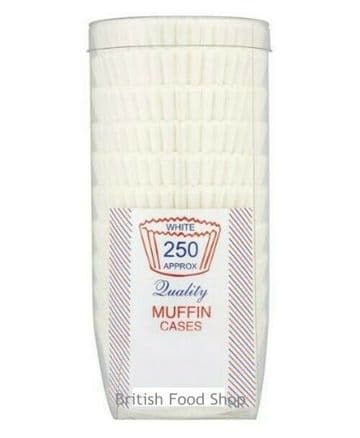 Quality Crimped Paper White Muffin Baking Cases a Resealable Tub - 1 x 250