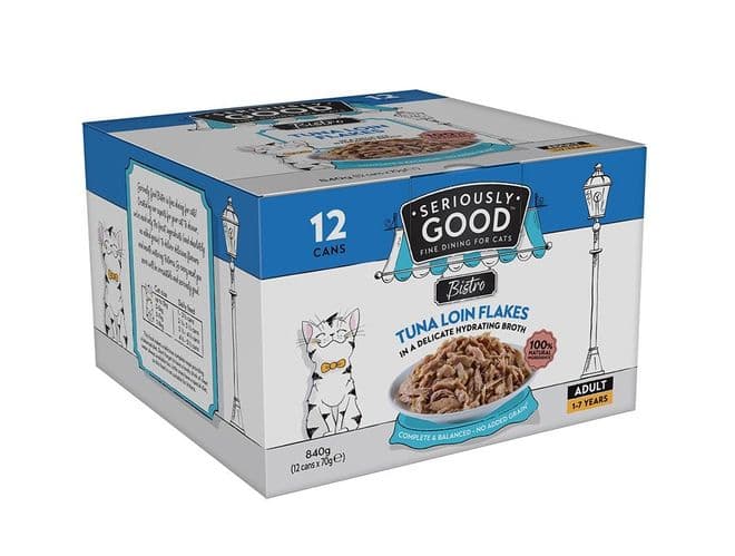 Seriously Good Wet Adult Cat Food Tuna Loin Flakes 12x70g