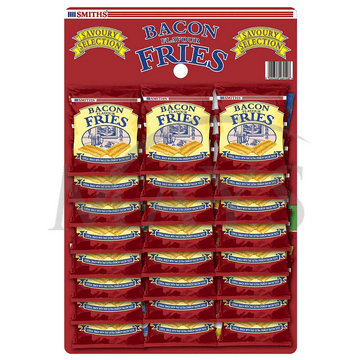 Smiths Bacon Fries 24 x 24gram Packets on a Pub Snack Card