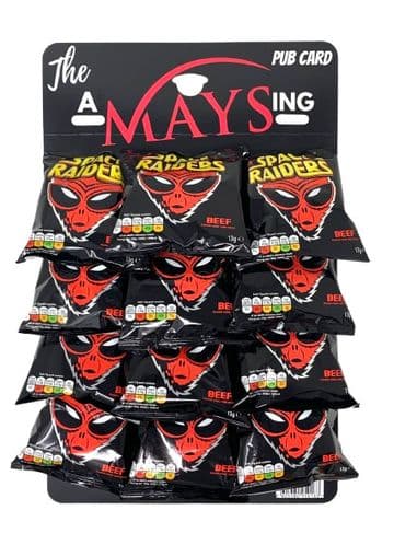 Space Raiders Beef Flavour Corn Snacks Crisps 12 x 13g 'The AMaysing' Pub Card